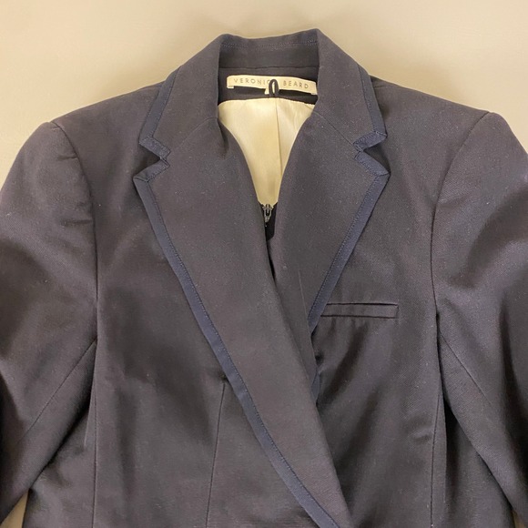 Veronica Beard Navy Blue Dickey Blazer Jacket Size‎ 0 Navy Blue w/ White Lining - Picture 2 of 16